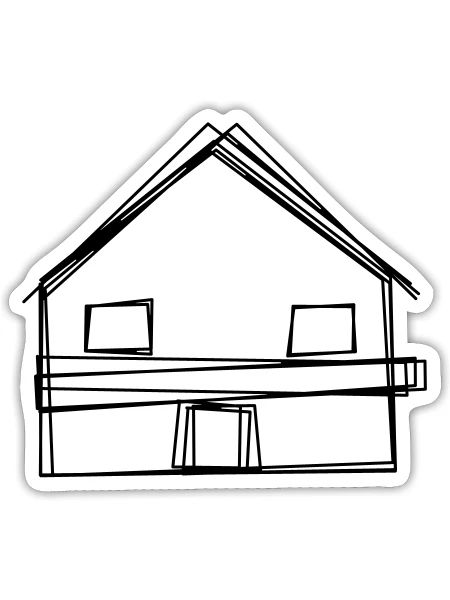 Berghütte handgezeichnet - Sticker Größe S (10 x 10 cm) - Mattweiß - Vorne