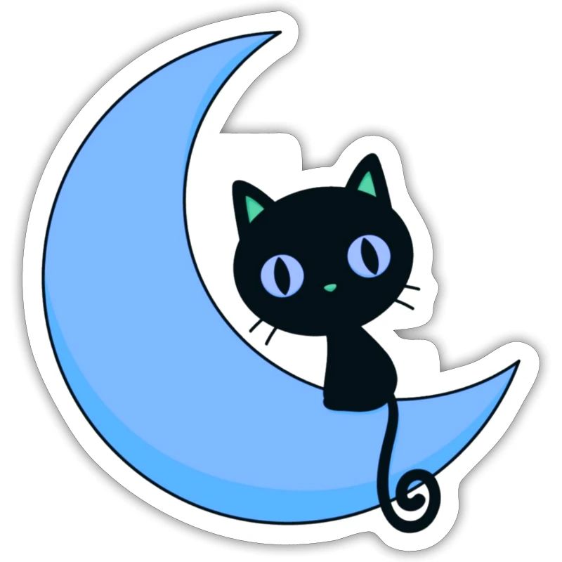 mignon chat avec lune,chat,lune