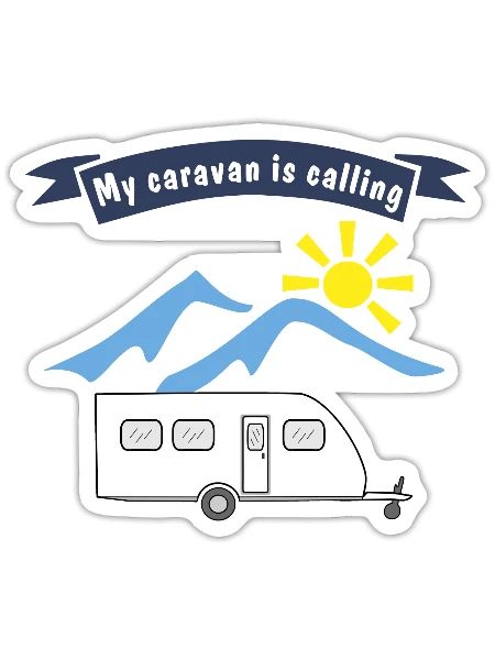 caravane appelle - Sticker taille S (10 x 10 cm) - blanc mat - Devant