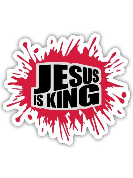 Citation de Jésus est roi - Sticker taille S (10 x 10 cm) - blanc mat - Devant