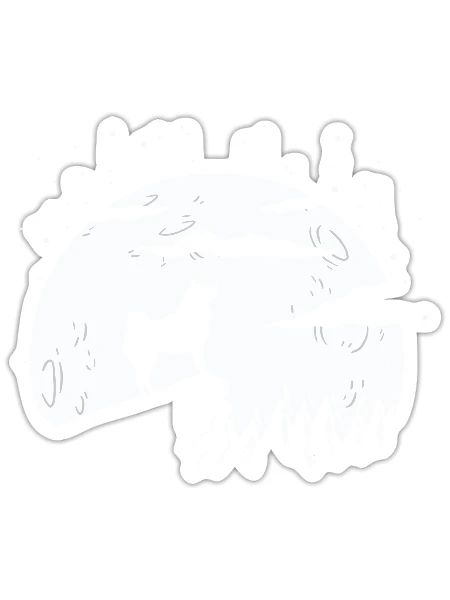 Spitz finlandais et montagne - Sticker taille S (10 x 10 cm) - blanc mat - Devant