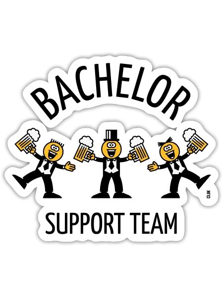 Équipe de soutien Bachelor (Caricature / Danse / B) - Sticker taille S (10 x 10 cm) - blanc mat - Devant