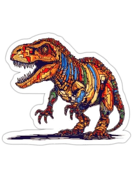 Extinct Dino in colorful pixel graphics - Sticker size S (10 x 10 cm) - white matte - Front