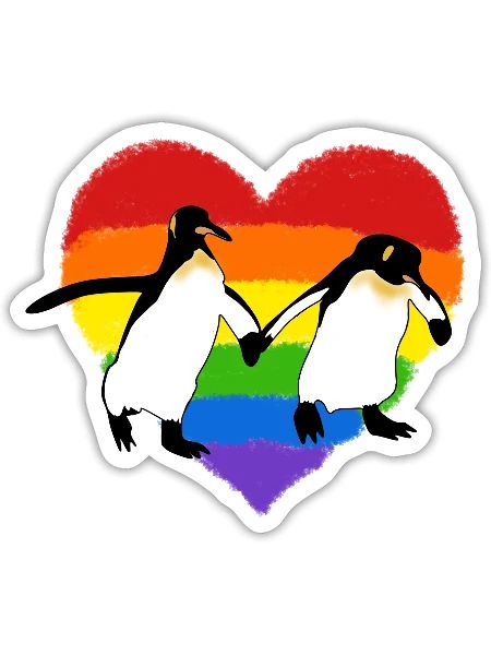 Schwule Pinguine - Sticker Größe S (10 x 10 cm) - Mattweiß - Vorne