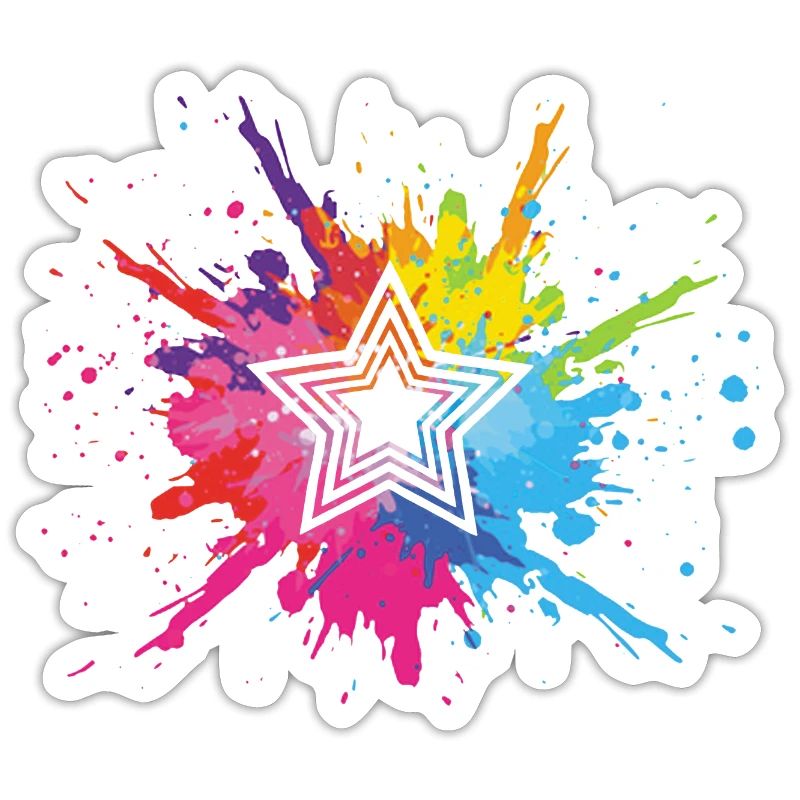 White star and multicolored explosion