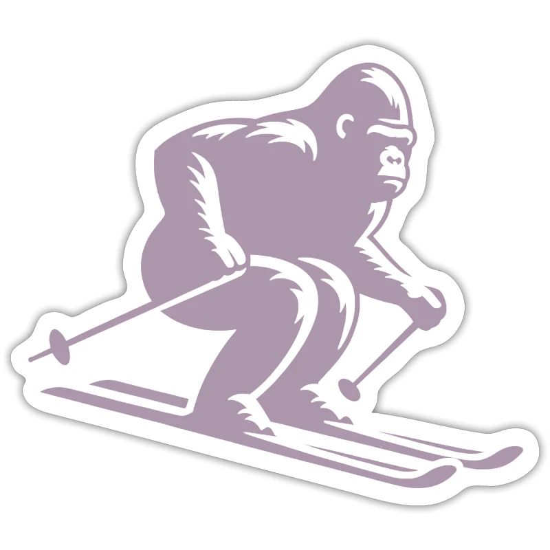 Monkey Gorilla Chimpanzee Ski Silhouette Design