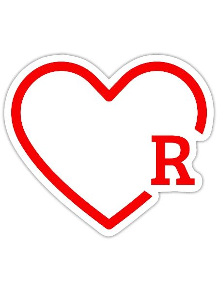 lettre r cœur rouge - Sticker taille S (10 x 10 cm) - blanc mat - Devant