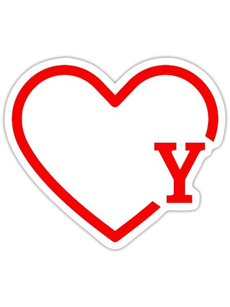 lettre y cœur rouge - Sticker taille S (10 x 10 cm) - blanc mat - Devant