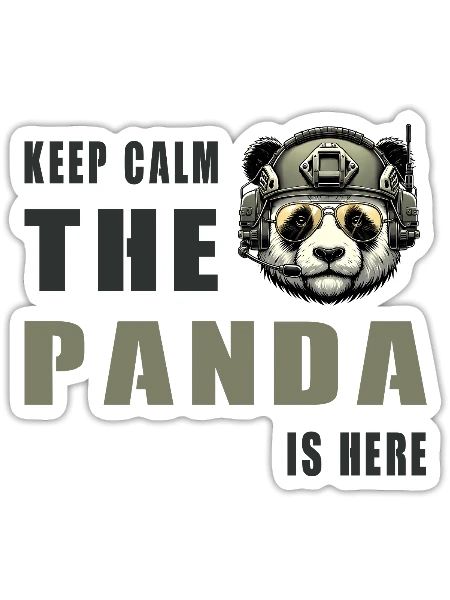 Tactical Panda – Keep Calm - Sticker size S (10 x 10 cm) - white matte - Front