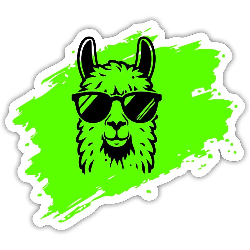 Lama oder Alpaka mit Sonnenbrille im Neonstil