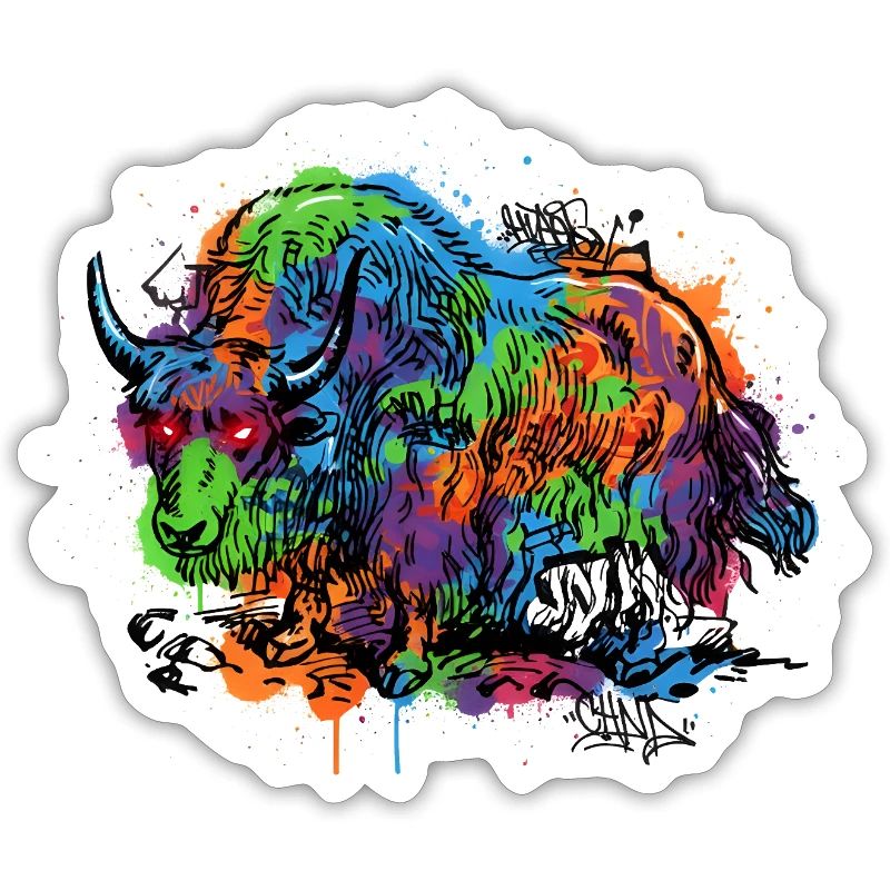 Rainbow Yak Graffiti Pattern