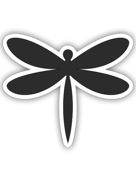 Silhouette de la Libellule - Sticker taille S (10 x 10 cm) - blanc mat - Devant
