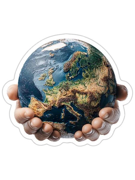 Erde in Händen: Globale Verantwortung - Sticker Größe S (10 x 10 cm) - Mattweiß - Vorne