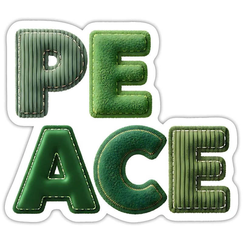 Lettrage nature vert patchwork de paix