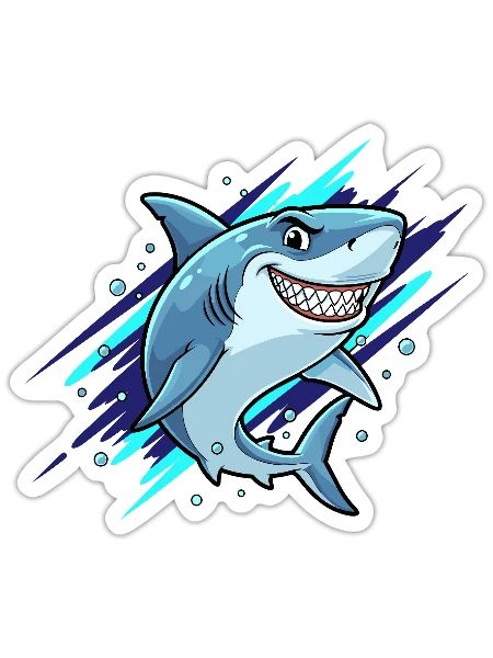 Lachender Hai Sprinter - Sticker Größe S (10 x 10 cm) - Mattweiß - Vorne