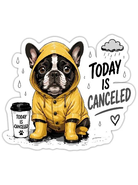 Today Is Canceled French Bulldog In - Sticker size S (10 x 10 cm) - white matte - Front