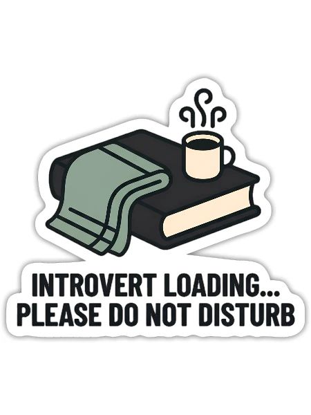 Introvert Loading Cozy Reading Mug - Sticker size S (10 x 10 cm) - white matte - Front