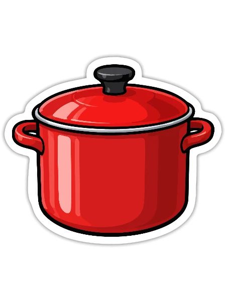 Roter Topf Cartoon Stil - Sticker Größe S (10 x 10 cm) - Mattweiß - Vorne