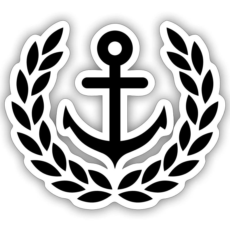 Anker mit Lorbeerkranz