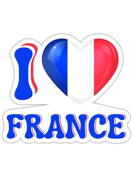 I love France Bleu Blanc Rouge Drapeau Cœur - Sticker taille S (10 x 10 cm) - blanc mat - Devant