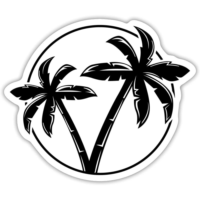 Palm Tree Silhouette Circle