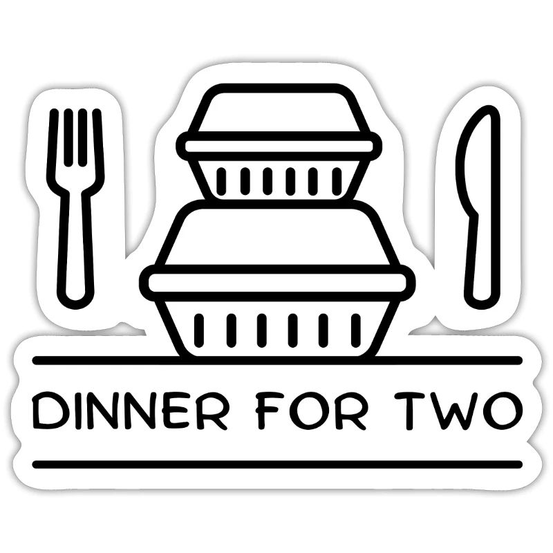 Dinner for two – takeaway boxes, fork, knife.
