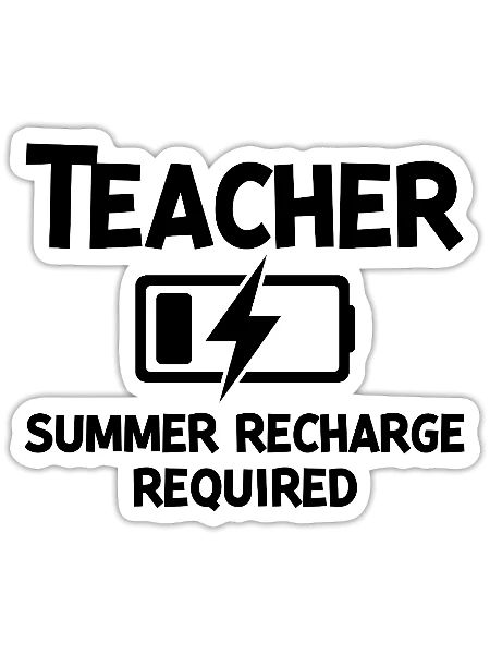 Teacher Summer Recharge Required - Sticker size S (10 x 10 cm) - white matte - Front