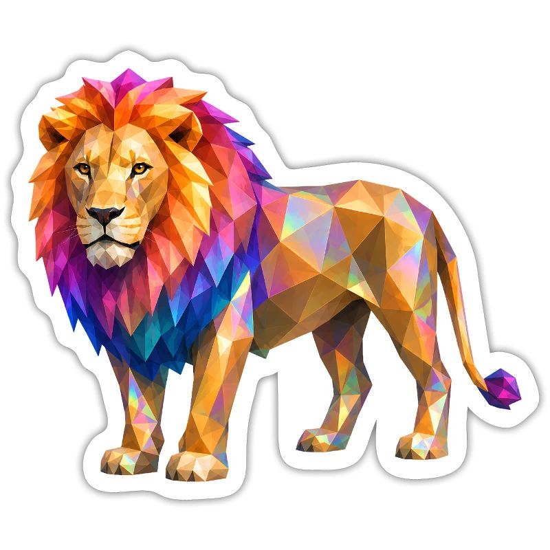 Explosion de couleur de lion polygonal
