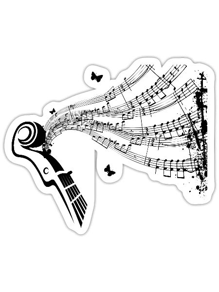 Musiknoten Musik Musiker Notenschlüssel Noten - Sticker Größe S (10 x 10 cm) - Mattweiß - Vorne