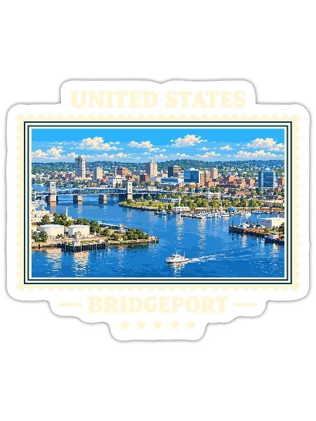 Vereinigte Staaten Bridgeport Vintage Reisemarke - Sticker Größe S (10 x 10 cm) - Mattweiß - Vorne