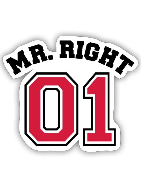 Mr. Right 01 - Sticker taille S (10 x 10 cm) - blanc mat - Devant