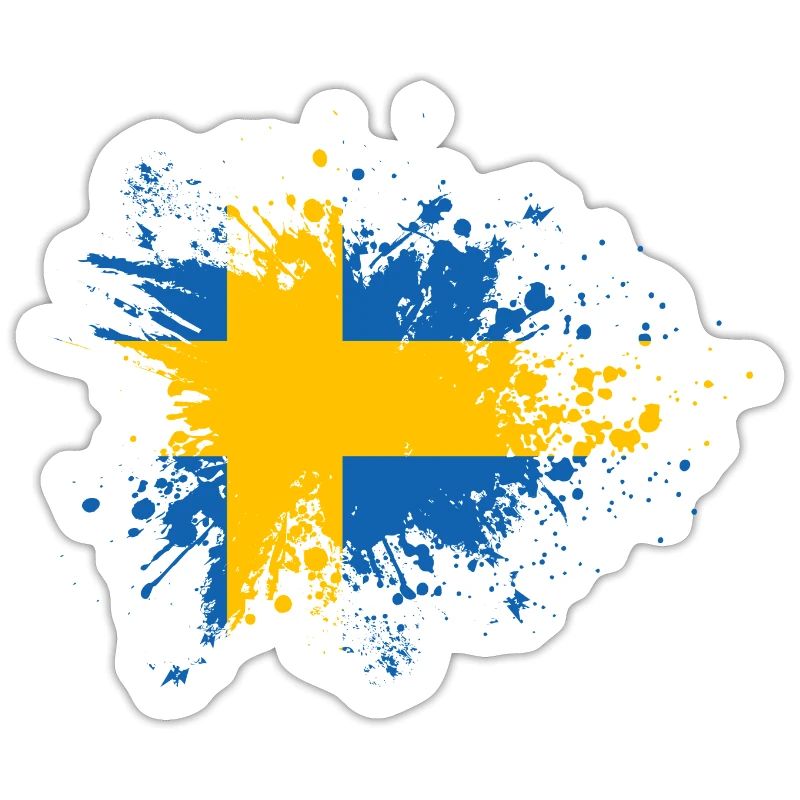Suède Drapeau Éclaboussures de couleur Scandinavie Klecks