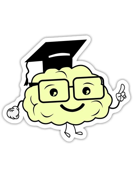 cerveau intelligent 02 - Sticker taille S (10 x 10 cm) - blanc mat - Devant