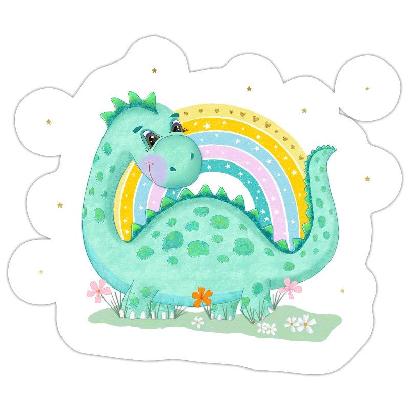 Dinosaurs with rainbows