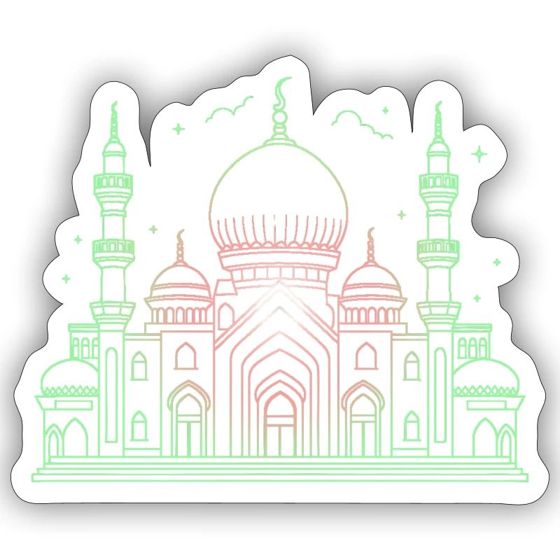 Moschee Stern Halbmond stilisiert grün oder schwarz