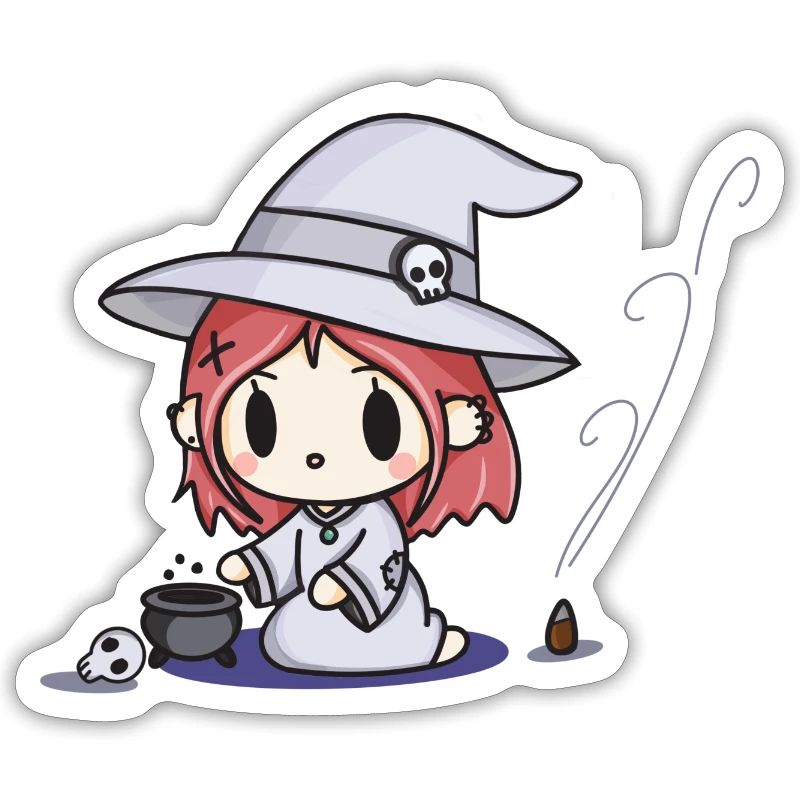 Cute Witch with Cauldron