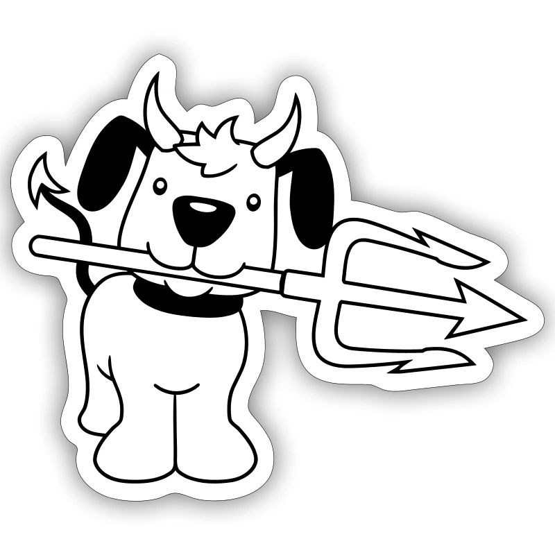 Dog Devil Satan Hell Evil Trident Horns Cool