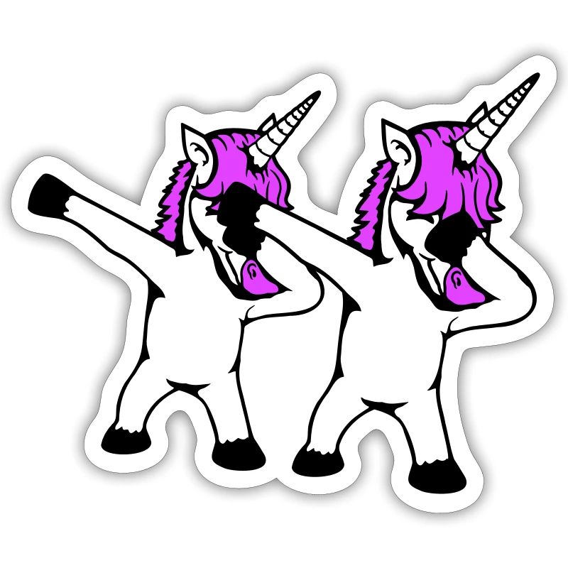 2 Licornes Dabbing Dab Danse Soirée Pose Geste Équipe