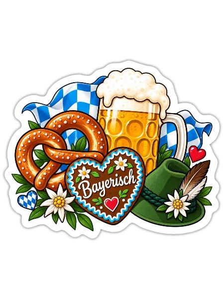 Bayerische Gemütlichkeit Volksfest - Sticker Größe S (10 x 10 cm) - Mattweiß - Vorne