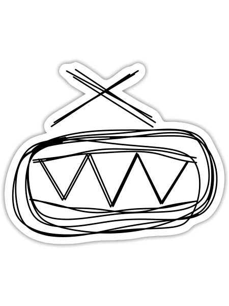 Trommel handgezeichnet - Sticker Größe S (10 x 10 cm) - Mattweiß - Vorne