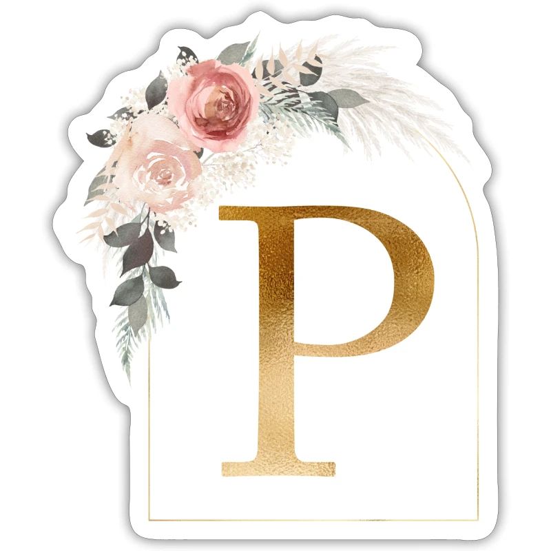 Personalisierbar Monogramm P Blumen Bogen