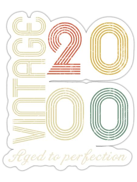 Cadeau d’anniversaire 24 ans - 2000 - Sticker taille S (10 x 10 cm) - blanc mat - Devant