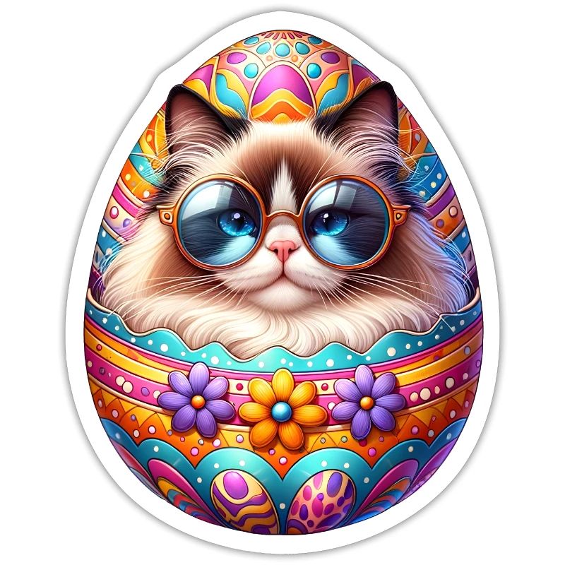 Ragdoll Cat in Easter Egg Design