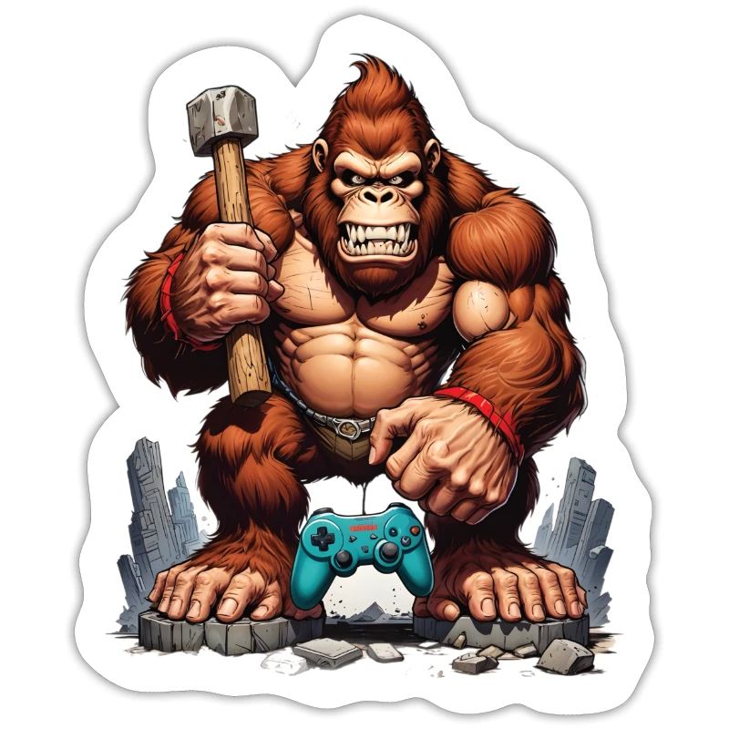 Retro Gamer Gorilla with Controller Console Games