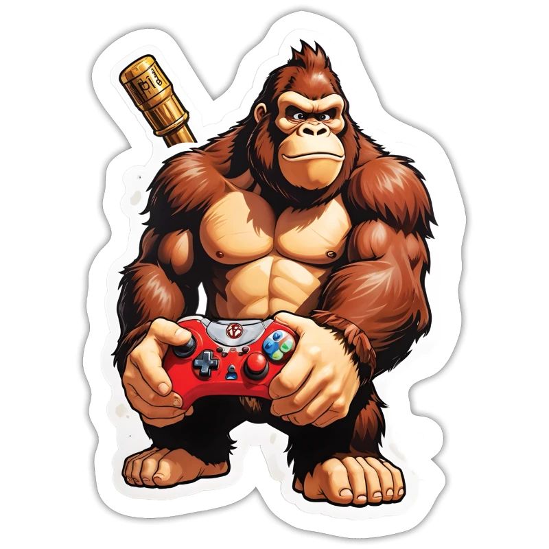 Retro Gamer Gorilla with Controller Console Games