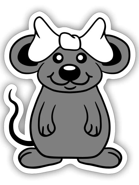 Souris Femme Jolie Arc Fille Petit Rat Mignon - Sticker taille S (10 x 10 cm) - blanc mat - Devant