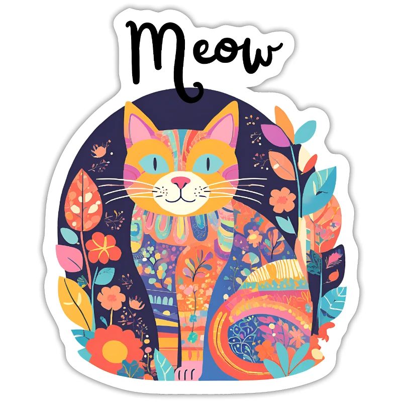 Chat coloré florilège patchwork