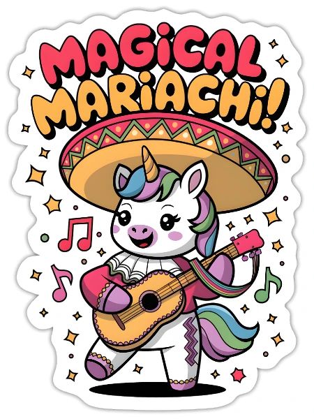 Magische Mariachi - Sticker Größe S (10 x 10 cm) - Mattweiß - Vorne