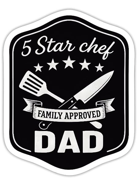 5 Star Chef Dad - Family Chef Design - Sticker size S (10 x 10 cm) - white matte - Front