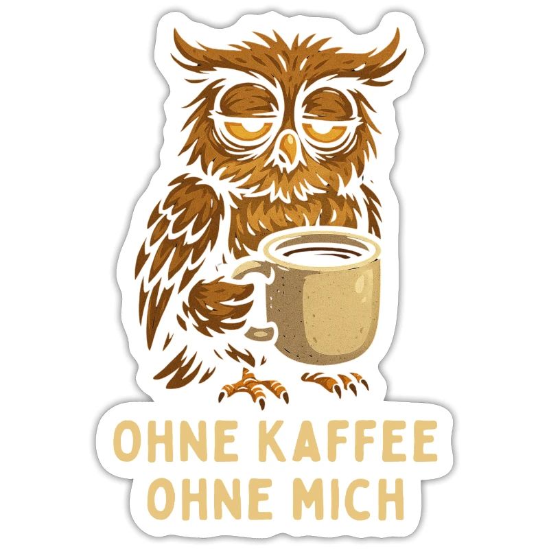 Nickernde Eule mit Kaffee